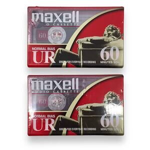 Vintage Lot of 2 MAXELL UR 60 Normal Bias Blank Audio Cassette Tape 60Min Sealed